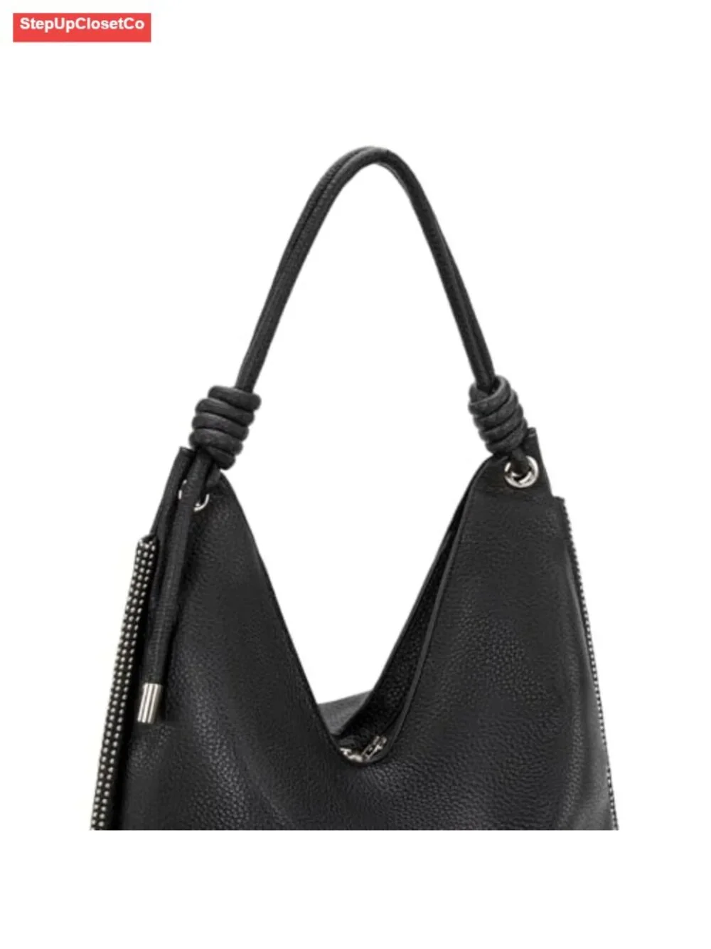 Faux Leather Slouchy Hobo Bag with Knotted Top Handle, Large Women's Shoulder